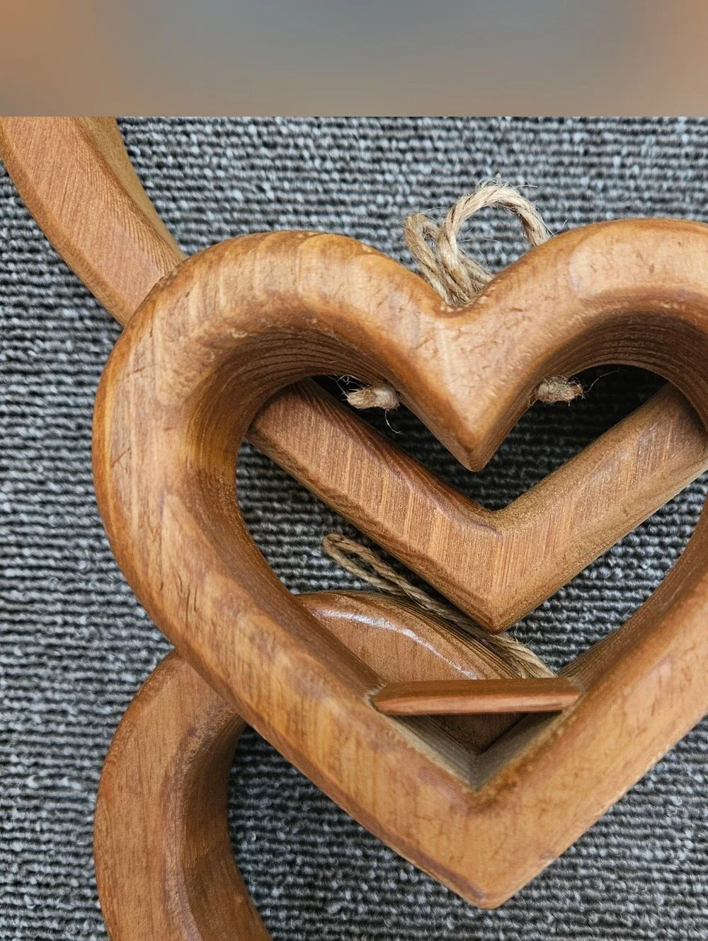 Wooden Heart Shelf Trio - Natural Brown